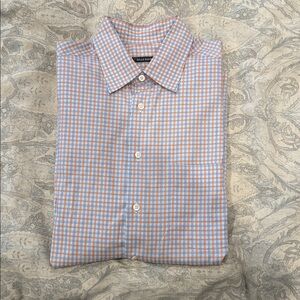 Billy Reid Men’s Blue and Orange Checkered Shirt